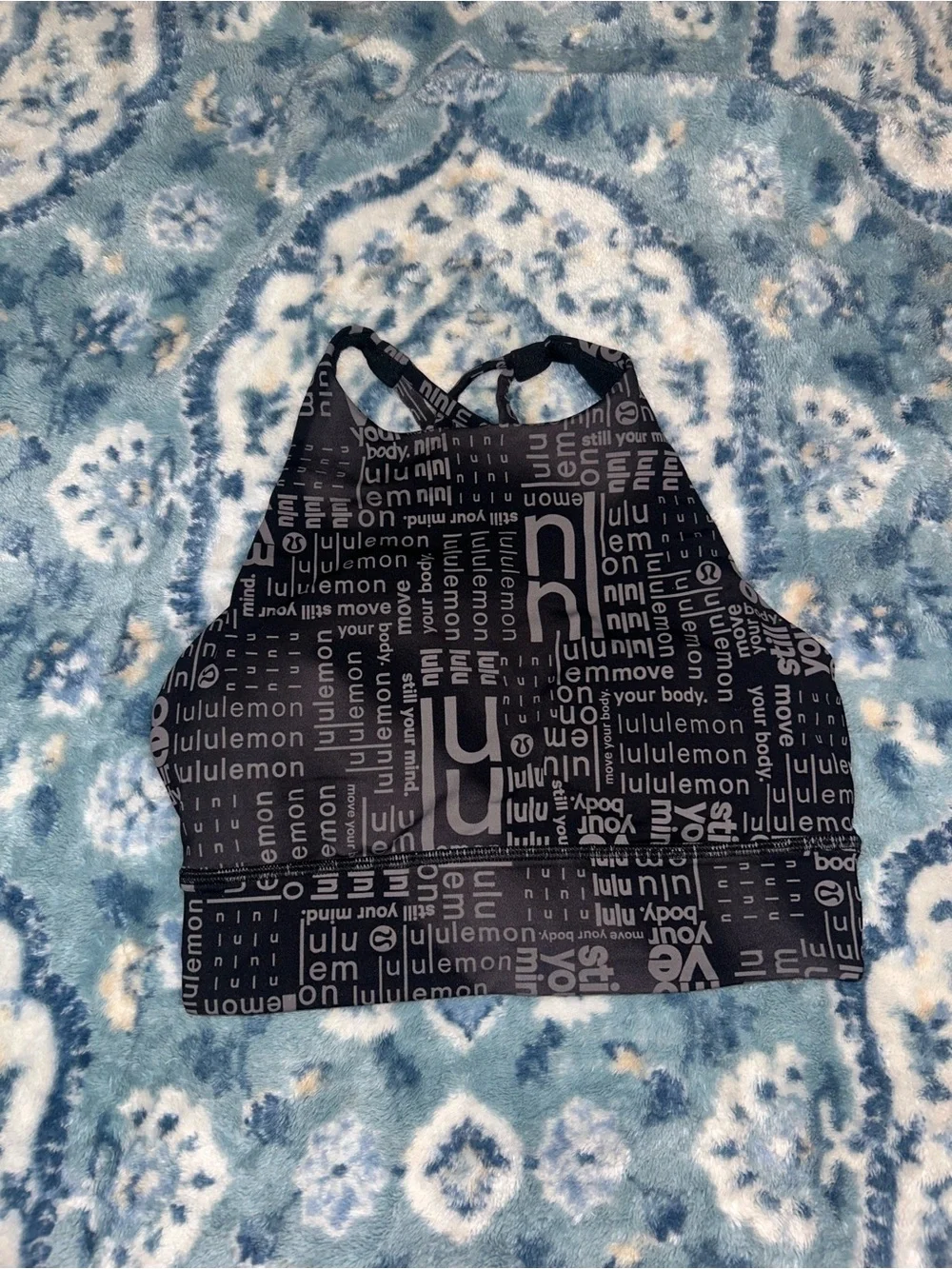 lululemon athletica Black Logo-Print High-Neck Sports Bra Top